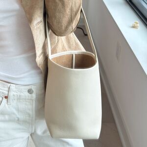 The Row Park Small leather tote bag in ivory